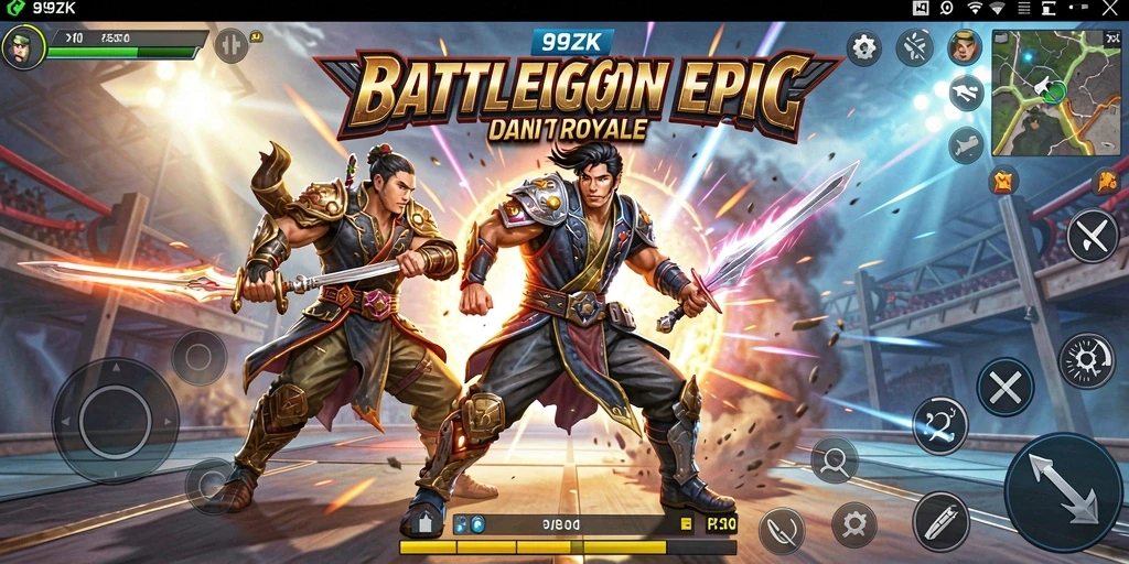 Tangkapan layar dari gameplay mendebarkan 99ZK di arena Battle Royale.