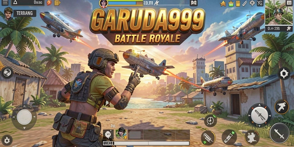 Screenshot GARUDA999 menunjukkan aksi seru dalam Battle Royale.