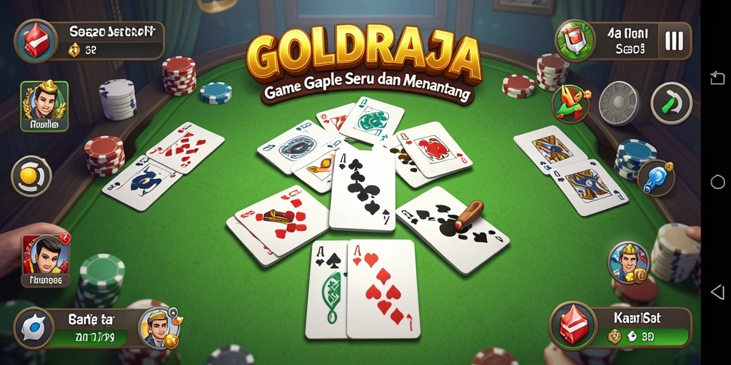 Tampilan gameplay <strong>GOLDRAJA</strong> yang seru dalam permainan Gaple.
