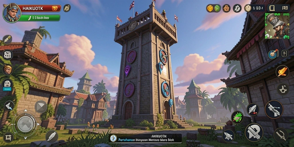 Screenshot HAIKUOTK menampilkan aksi seru permainan Tower Defense.
