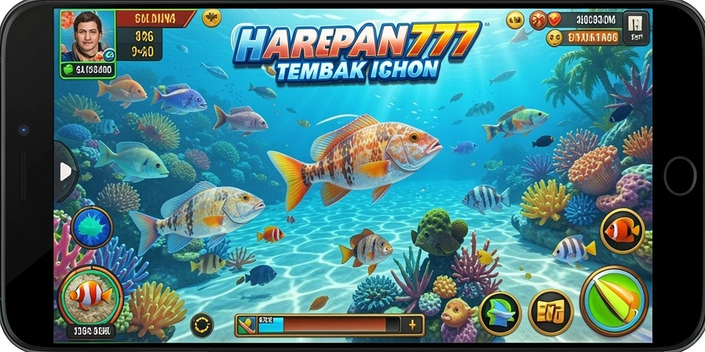 Tangkapan layar utama HARAPAN777 menampilkan aksi seru permainan Tembak Ikan.