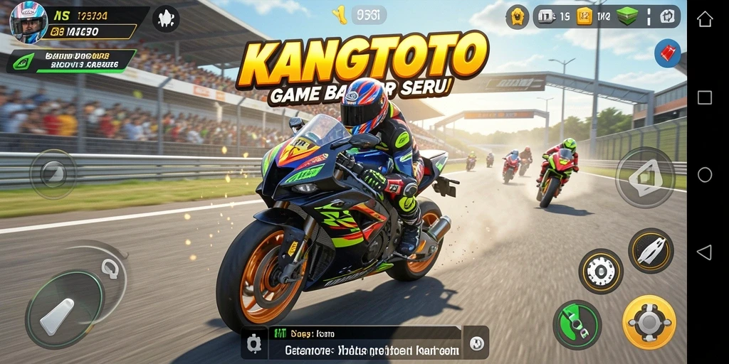Tampilan seru dari gameplay balap motor di KANGTOTO