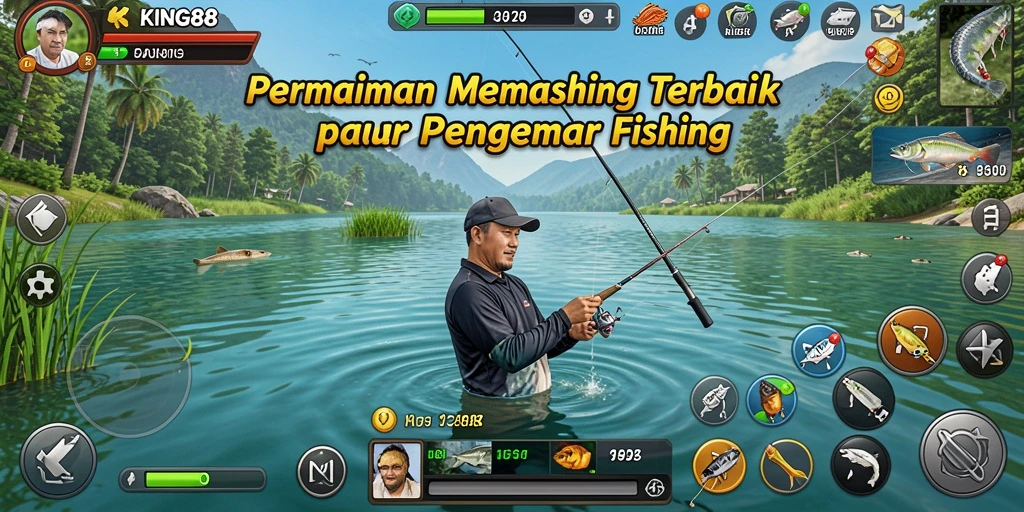 Screenshot KING88 menampilkan gameplay seru dengan berbagai ikan yang bisa ditangkap.