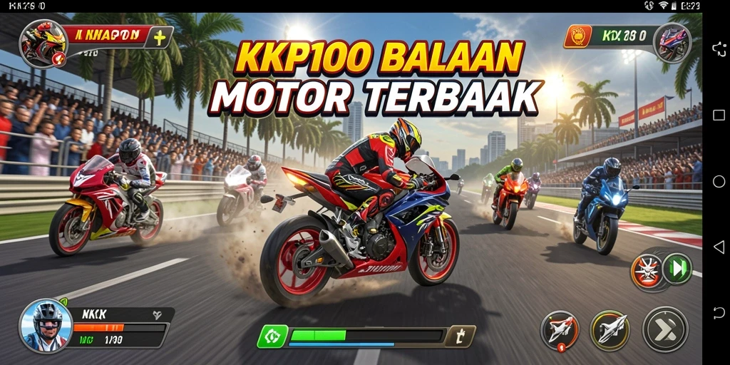 Tampilan menakjubkan dari gameplay KPK100 yang penuh aksi balapan motor.