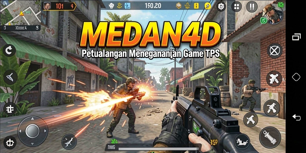 Screenshot menunjukkan aksi pertempuran seru dalam MEDAN4D