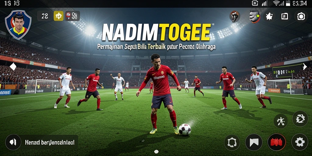Tampilan gameplay menyenangkan di lapangan sepak bola.