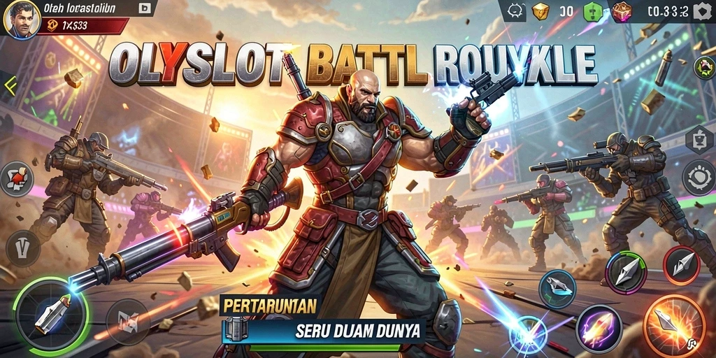Tampilan screenshot gameplay OLXSLOT dengan pertarungan intens di Battle Royale.