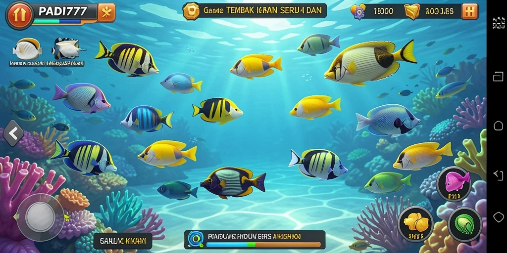 Screenshot gameplay PADI777 menampilkan aksi menembak ikan yang seru.