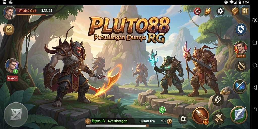 Tangkapan layar utama PLUTO88 menampilkan aksi pertarungan yang mendebarkan dalam dunia RPG.