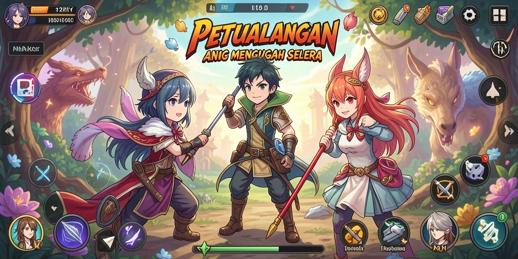 Tampilan gameplay <strong>PPRRYY</strong> dengan aksi seru dan karakter berwarna-warni.