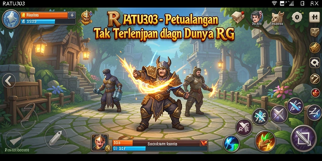 Screenshot menunjukkan aksi seru dalam gameplay RPG di RATU303.