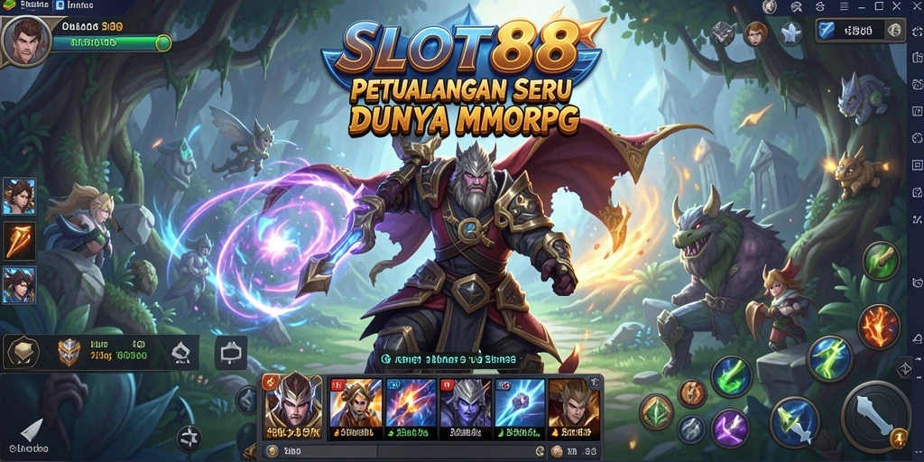 Screenshot gameplay <strong>SLOT88</strong> menampilkan pertarungan epik di dunia MMORPG.