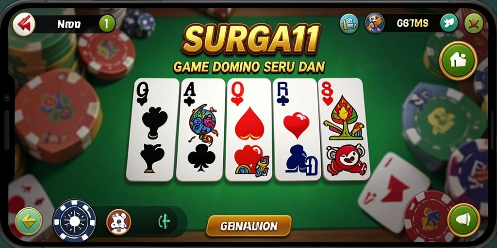 Tampilan screenshot SURGA11 yang menunjukkan keseruan permainan Domino.