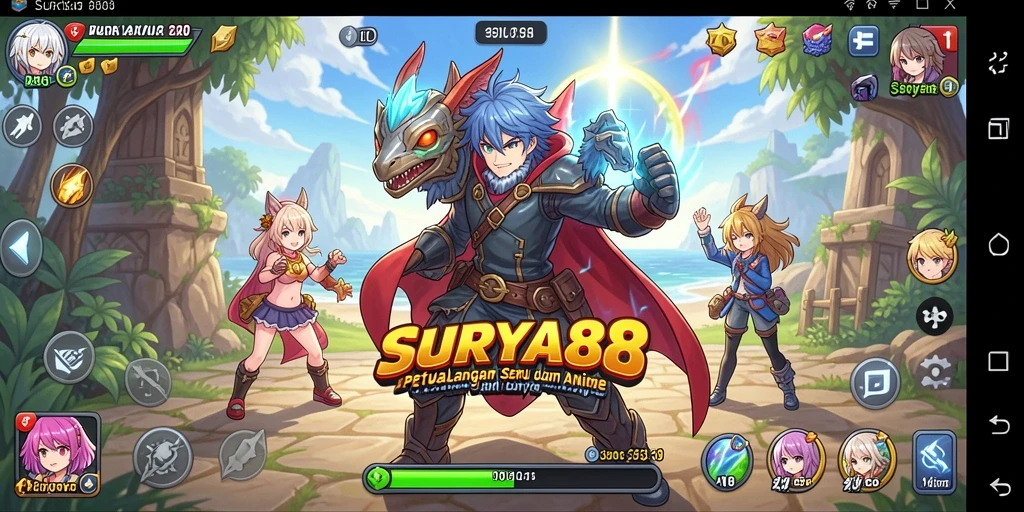 Tampilan gameplay seru di SURYA88 dengan karakter Anime favorit.