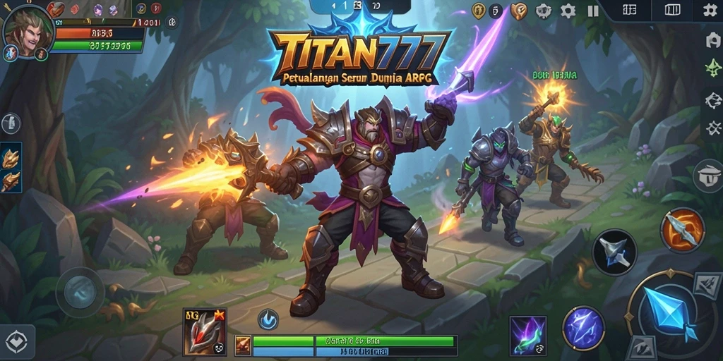 Tampilan seru gameplay TITAN777 dalam pertempuran dramatis.