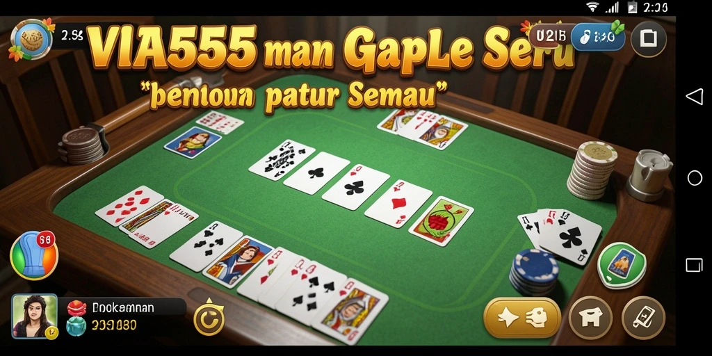Screenshot gameplay VITA555 menampilkan suasana permainan Gaple yang seru.