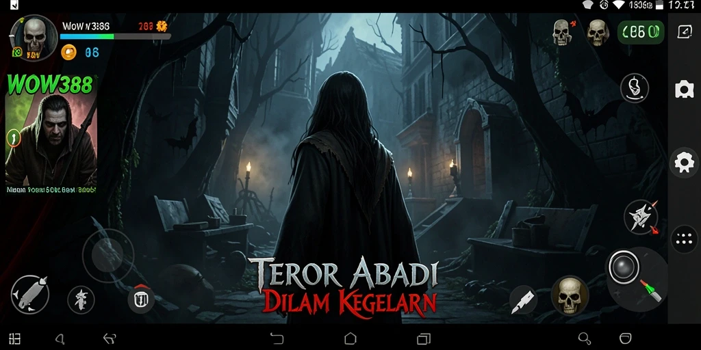 Tangkapan layar gameplay WOW388 dengan suasana horror menegangkan.